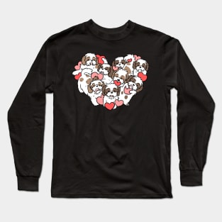 Cute shih tzu dog heart for valentines day Long Sleeve T-Shirt